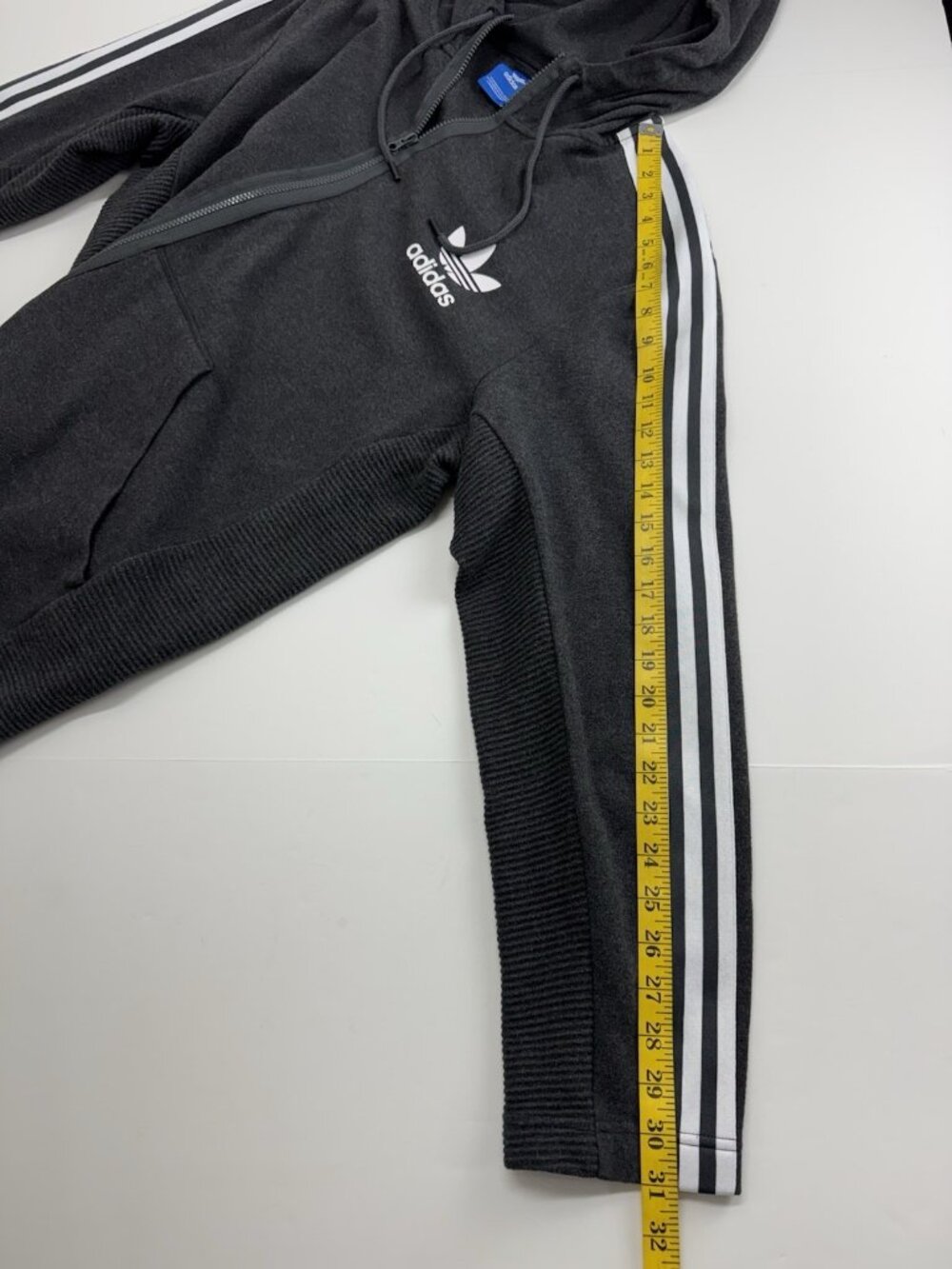 adidas Originals Mens Gray 2-Pc Fleece Tracksuit Full-Zip Hoodie + Pants SZ 2XL - Picture 10 of 16